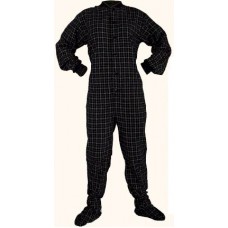 Flanell - Schlafoverall Jumpsuit Einteiler weiss schwarz kariert WHITE AND BLACK mit Po-Klappe 