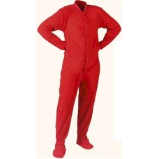 Fleece - Schlafoverall Jumpsuit Einteiler rot RED mit Po-Klappe