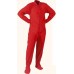 Fleece - Schlafoverall Jumpsuit Einteiler rot RED mit Po-Klappe
