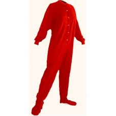 Jersey - Schlafoverall Jumpsuit Einteiler rot RED mit Po-Klappe