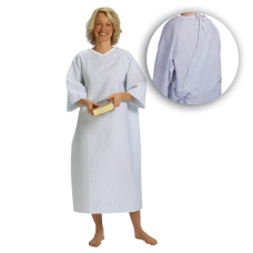 Suprima 4064-064 - Pflegehemd Baumwolle, zum Binden, 3/4 Arm weiß bedruckt Einheitsgröße