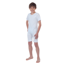 Suprima 4700 - Pflegebody für Kinder BW/Elast, Kurzarm, mit kurzem Bein, Bein-RV weiß