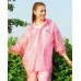 PVC Plastik - Anzug Regenanzug Damen modern 2-teilig Klettkragen pink rosa gepunktet C888P