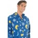 Jersey - Schlafoverall Jumpsuit Einteiler blau Mond und Sterne STARRY NIGHT mit Kapuze
