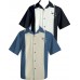 Charlie Harper Shirt Bowling-Hemd ST34574BLUE "CONTRAS CROWNS BUTTON UP" Blau Grau