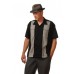 Charlie Harper Shirt Bowling-Hemd ST35306 "Houndstooth Panel Black" Schwarz Grau 