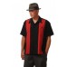 Charlie Harper Shirt Bowling-Hemd ST35311BLK "Double Panel Stitch" Schwarz Rot