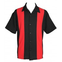 Charlie Harper Shirt Bowling-Hemd ST37055 "POPLIN MINI PANEL" Rot Schwarz 