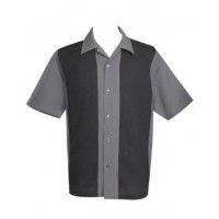 Charlie Harper Shirt Bowling-Hemd ST37056 "Poplin Mid Panel" Schwarz Grau