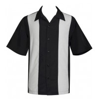 Charlie Harper Shirt Bowling-Hemd ST37058 "POP CHECK MINI PANEL" Grau Schwarz