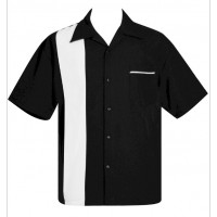 Charlie Harper Shirt Bowling-Hemd ST37090 "Poplin Single Panel" Schwarz Weiß