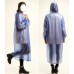 Plastik - Mantel Regenmantel Damen DD006 blau gepunktet 
