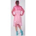 Plastik - Mantel Regenmantel Damen Fashion Type L glasklar transparent Wassermelone-Rot 