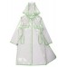 Plastik - Mantel Regenmantel Damen Fashion Type L glasklar transparent Rand: grün 