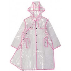 Plastik - Mantel Regenmantel Damen Fashion Type L glasklar transparent Rand: pink