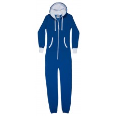 Haus- & Freizeit-Overall Jumpsuit Einteiler blau BLUE mit Kapuze & ohne Füße