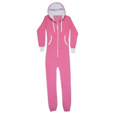 Haus- & Freizeit-Overall Jumpsuit Einteiler rosa PINK mit Kapuze & ohne Füße