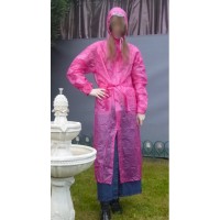 PVC Plastik Mantel Regenmantel Folienmantel Damen Retro Pink JD 