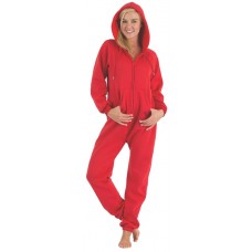 Fleece - Freizeitoverall Jumpsuit Einteiler RED rot mit Kapuze