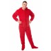 Chenille - Schlafoverall Jumpsuit Einteiler rot PLUSH RED mit Kapuze & Po-Klappe