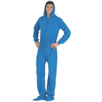 Fleece - Schlafoverall Jumpsuit Einteiler blau ROYAL BLUE mit Kapuze