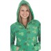 Fleece - Schlafoverall Jumpsuit Einteiler grün Kleeblatt-Motive SHAMROCKS mit Kapuze